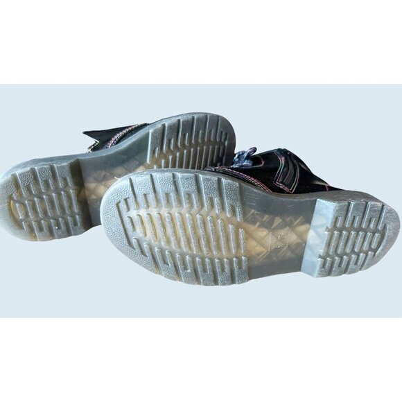 Dr Martens Youth Kids Black Combat Boots Rainbow Metallic Seams Size 3 - Picture 8 of 8